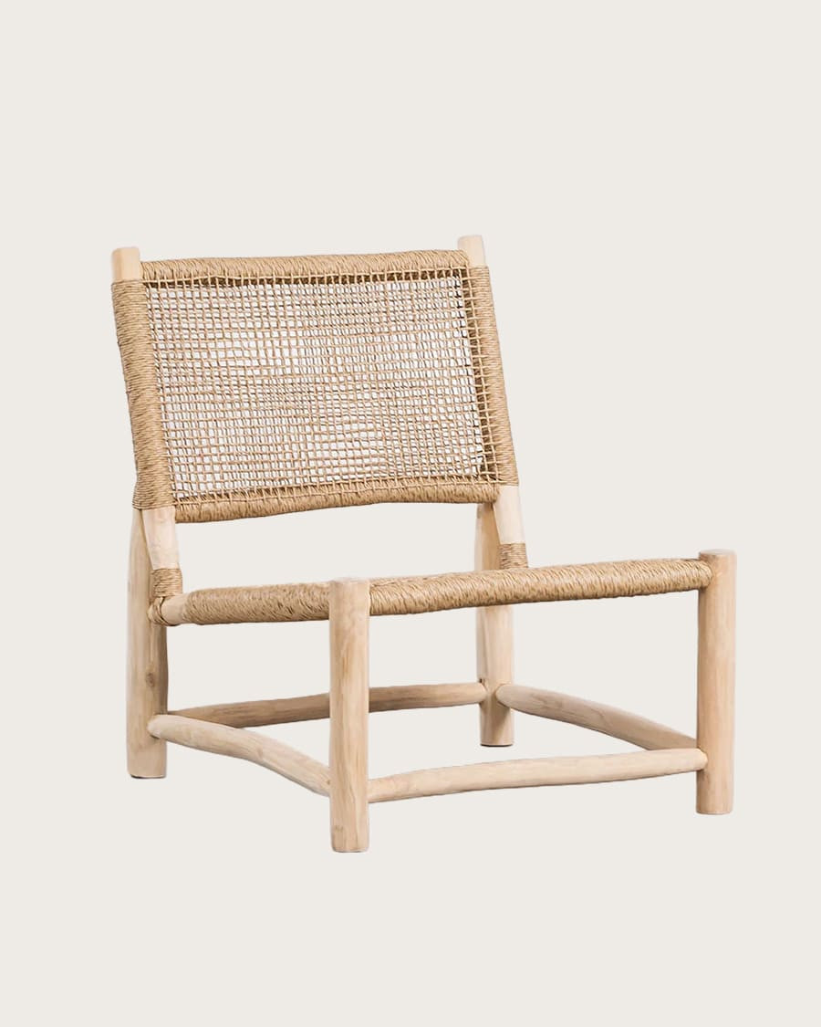 Jaya - Poltrona da giardino in legno e corda intrecciata