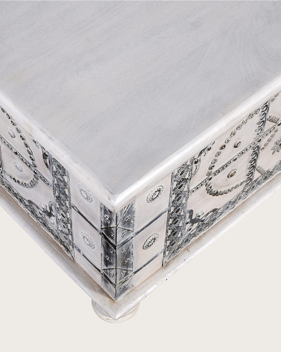 Bharata - Solid carved mango wood chest coffee table