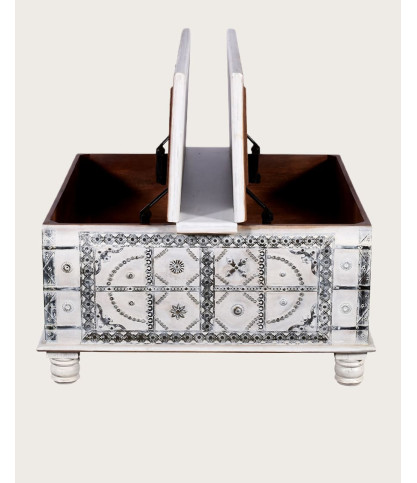 Bharata - Solid carved mango wood chest coffee table
