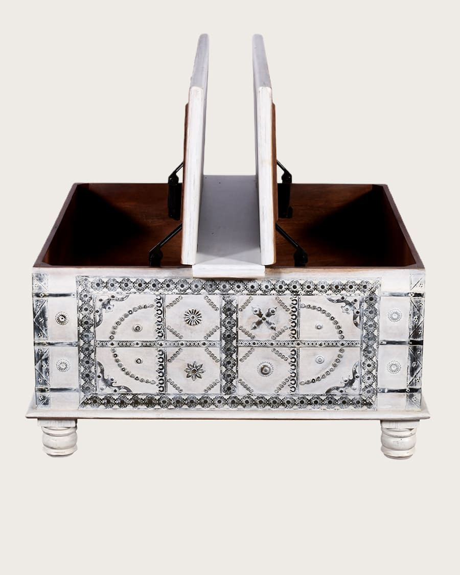 Bharata - Solid carved mango wood chest coffee table