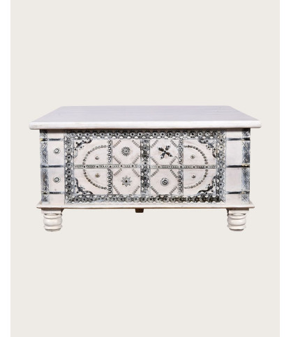 Bharata - Solid carved mango wood chest coffee table