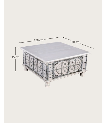 Bharata - Solid carved mango wood chest coffee table