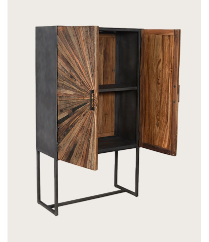 Mandala - Kleiderschrank aus Mangoholz und Metall
