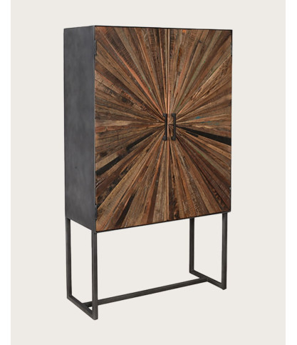 Mandala - Kleiderschrank aus Mangoholz und Metall