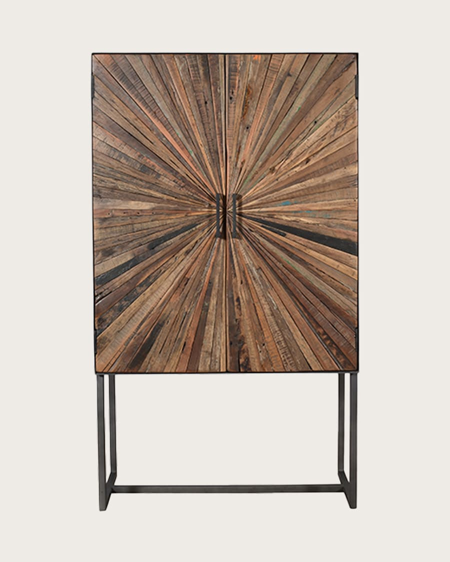 Mandala - Kleiderschrank aus Mangoholz und Metall