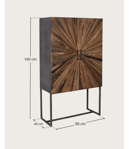 Mandala - Armoire en bois de manguier et métal