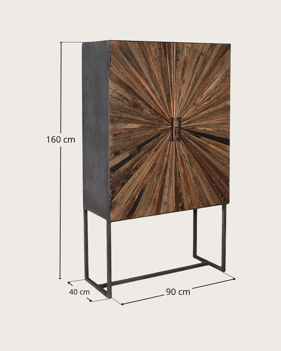 Mandala - Mango wood and metal wardrobe