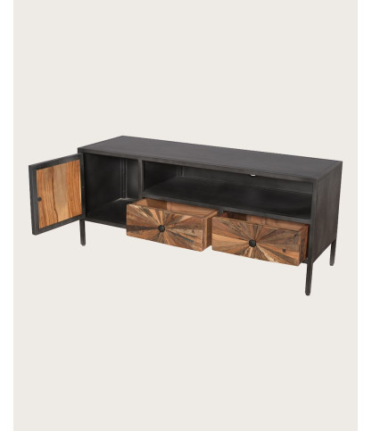 Mandala - Mobile porta TV in legno massello di mango e metallo