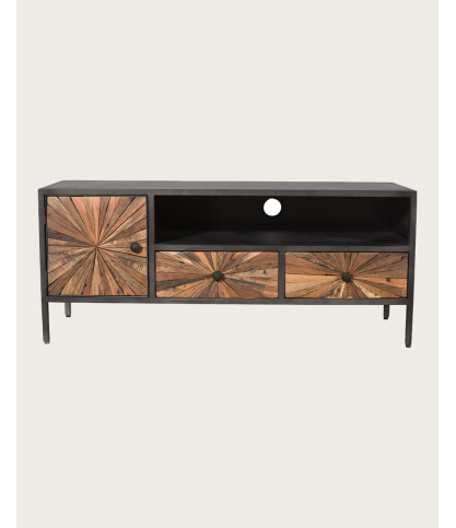 Mandala - Mueble para TV de madera maciza de mango y metal.