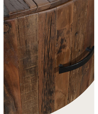 Mandala - Round coffee table in solid mango wood with drawer