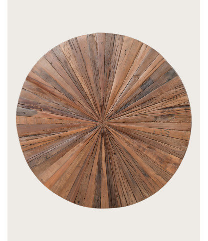 Mandala - Ronde salontafel van massief mangohout met lade