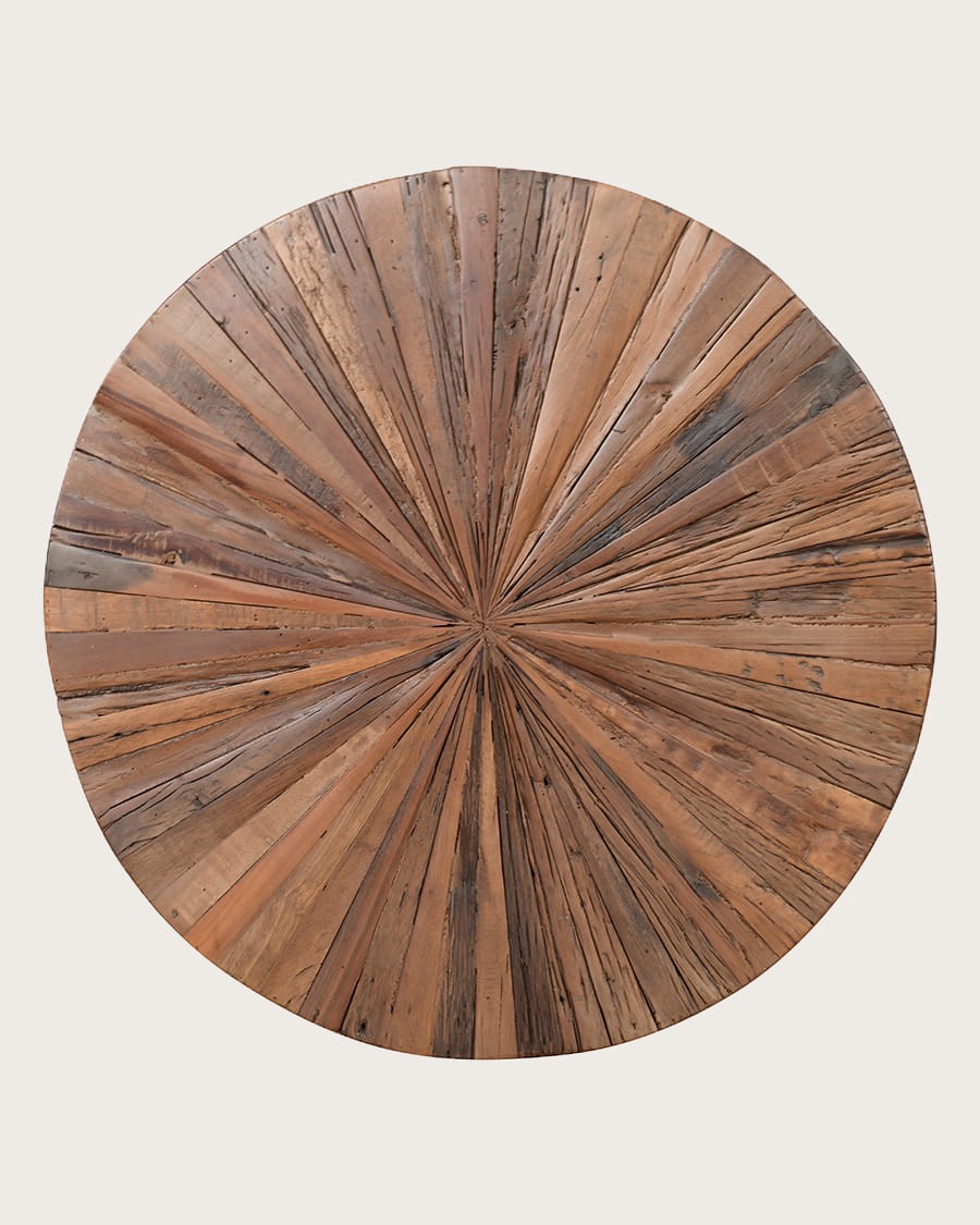 Mandala - Ronde salontafel van massief mangohout met lade