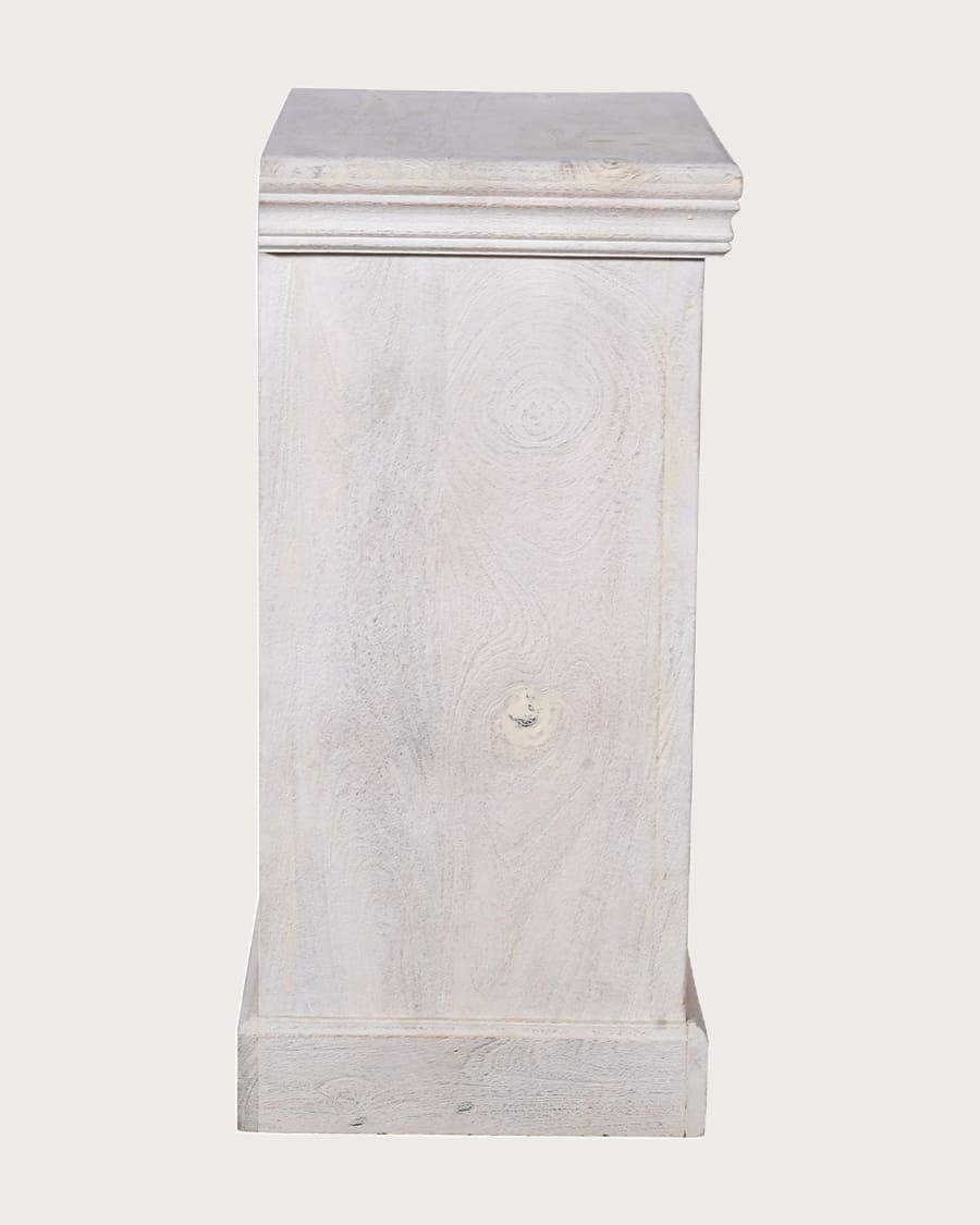 Viva - Table de chevet 3 tiroirs en bois massif de manguier sculpté