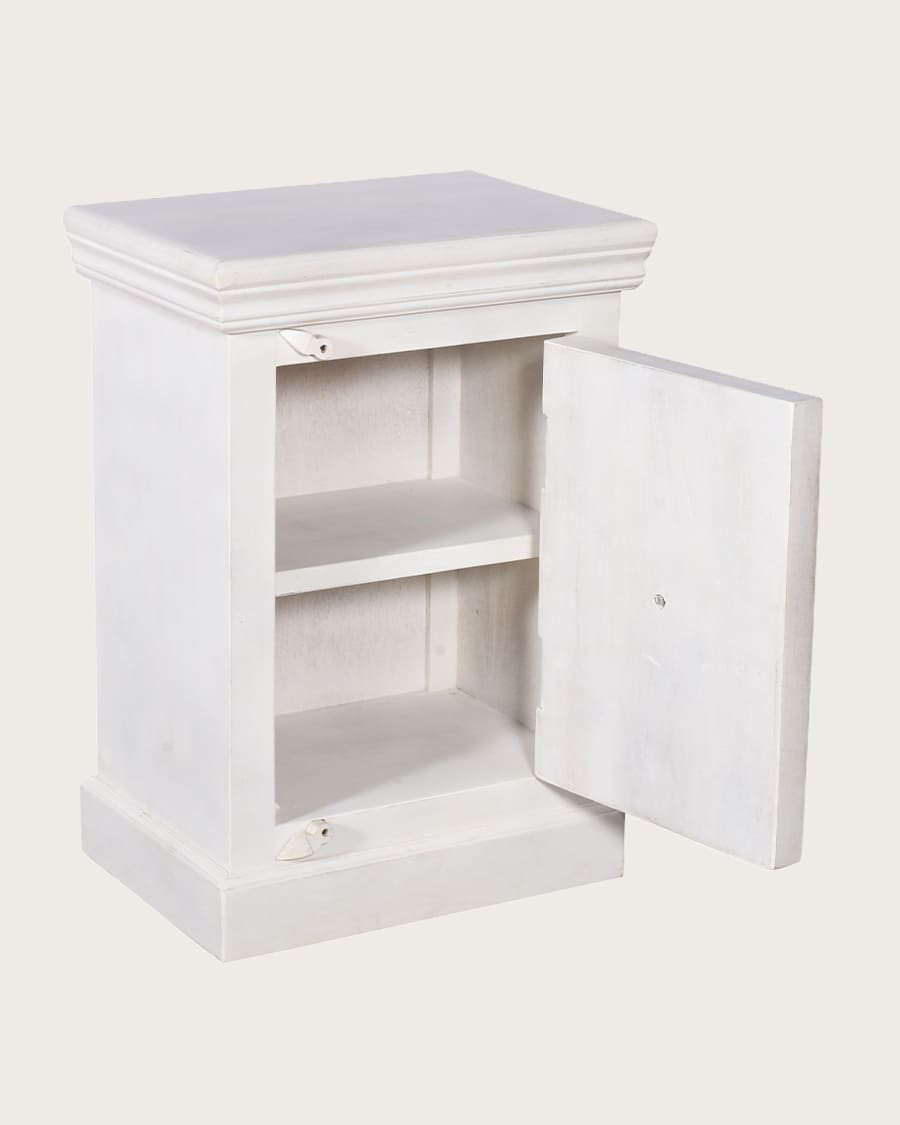 Viva - Table de chevet 1 porte en bois massif de manguier sculpté