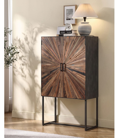 Mandala - Armoire en bois de manguier et métal