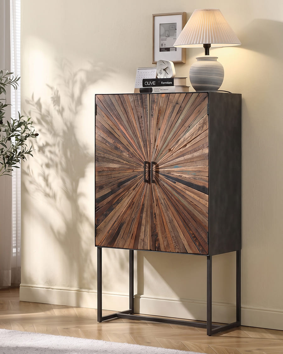 Mandala - Mango wood and metal wardrobe
