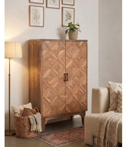 Naya - Armario de madera maciza de mango con 2 puertas