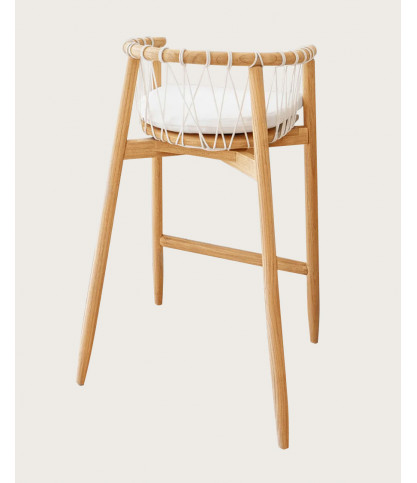 Tali - Bar chair in solid teak and white rope