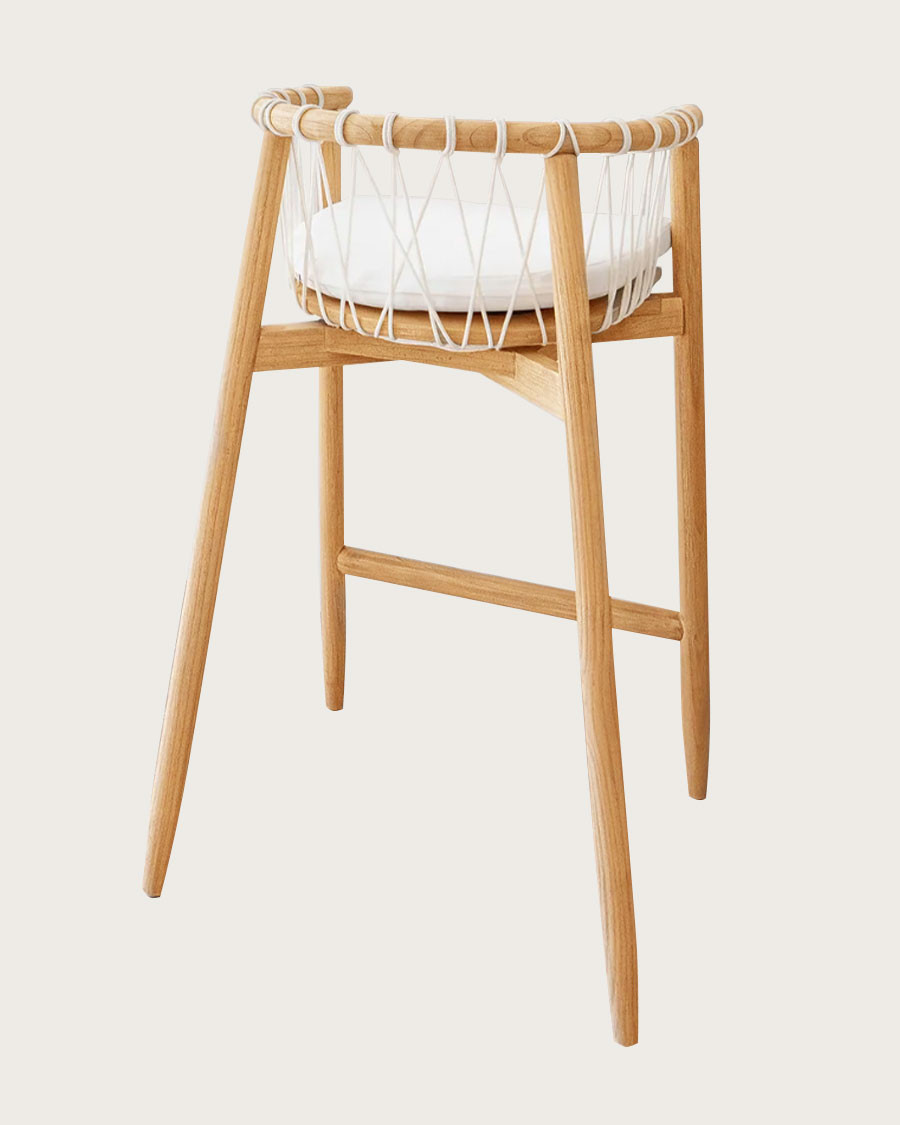 Tali - Solid teak and white rope bar stool