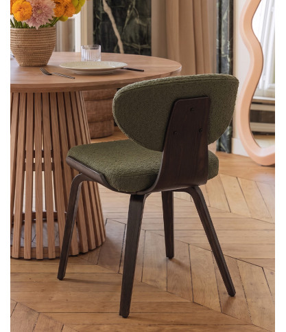 Hele - Set di 2 sedie Hele in tessuto verde con gambe in legno