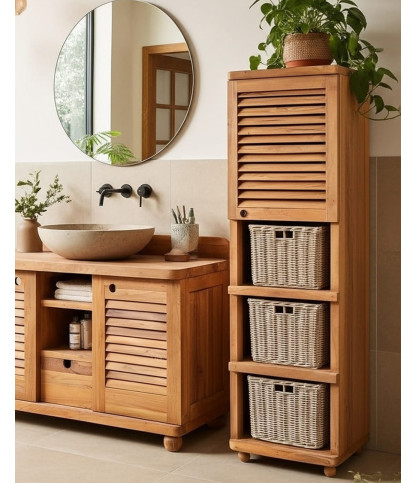 Eclipse - Colonna da bagno in teak massello