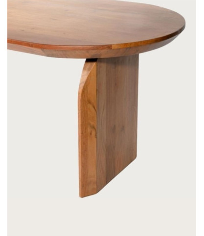 Véga - Table salle à manger ovale bois acacia, Piétement Design Courbe & Style Minimaliste