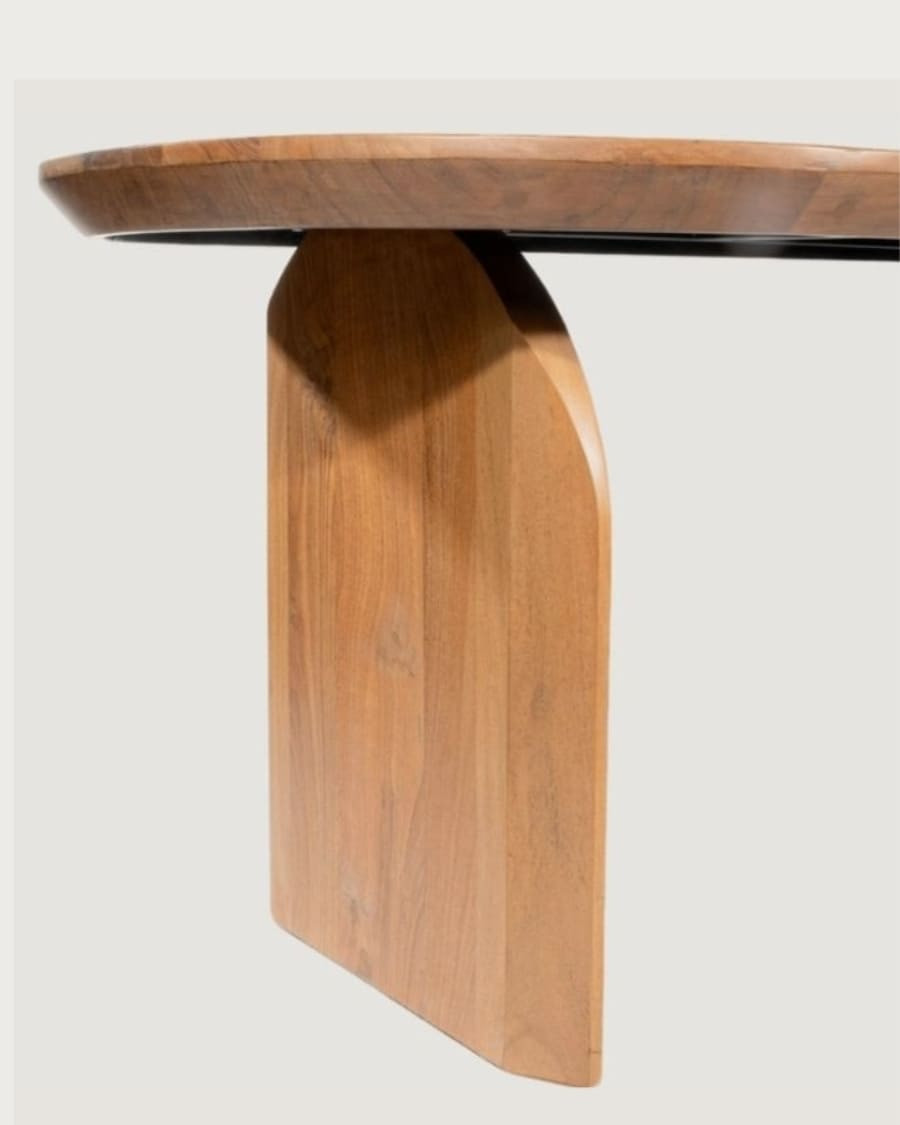 Véga - Table salle à manger ovale bois acacia, Piétement Design Courbe & Style Minimaliste