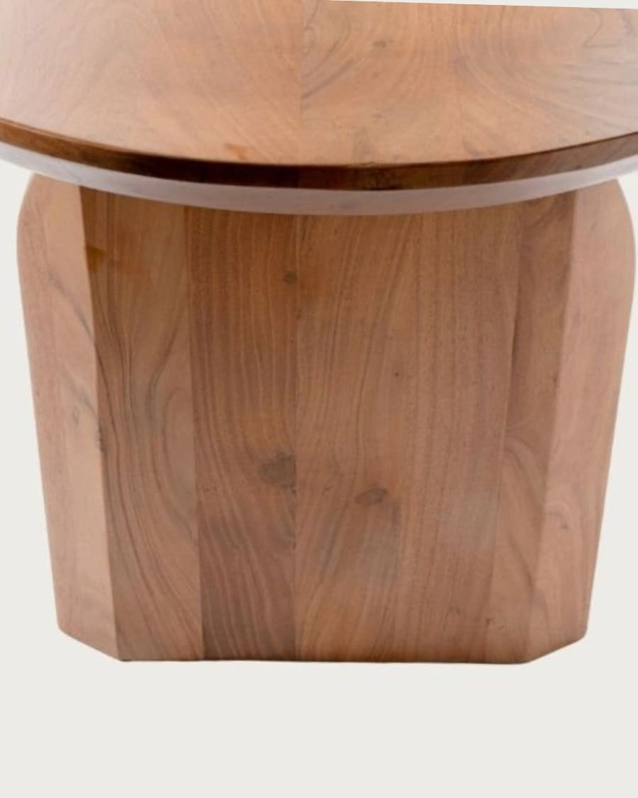 Vega - Oval acacia wood dining table, curved design base & minimalist style