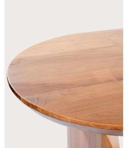 Véga - Table salle à manger ovale bois acacia, Piétement Design Courbe & Style Minimaliste