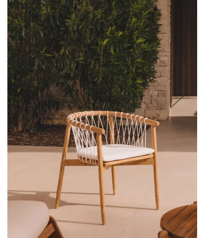 Nala - Sedia in teak massello e corda bianca