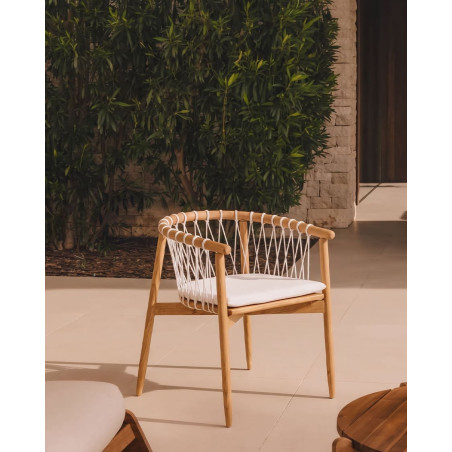 Nala - Chaise en teck massif et cordage blanc