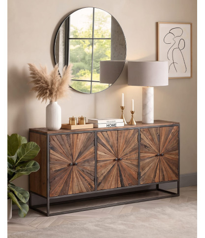 Mandala - Sideboard aus geschnitztem Mangoholz, 160 cm