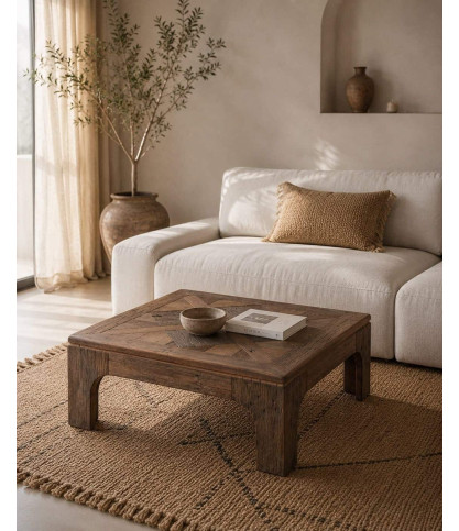 Alma - Table basse carrée en bois massif de manguier