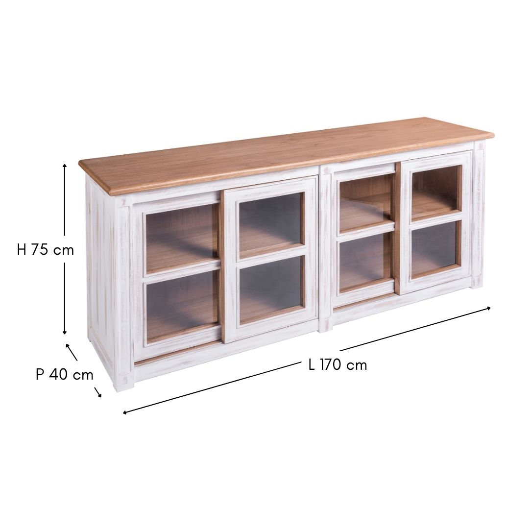 Buffet bas blanc en bois massif de mindy