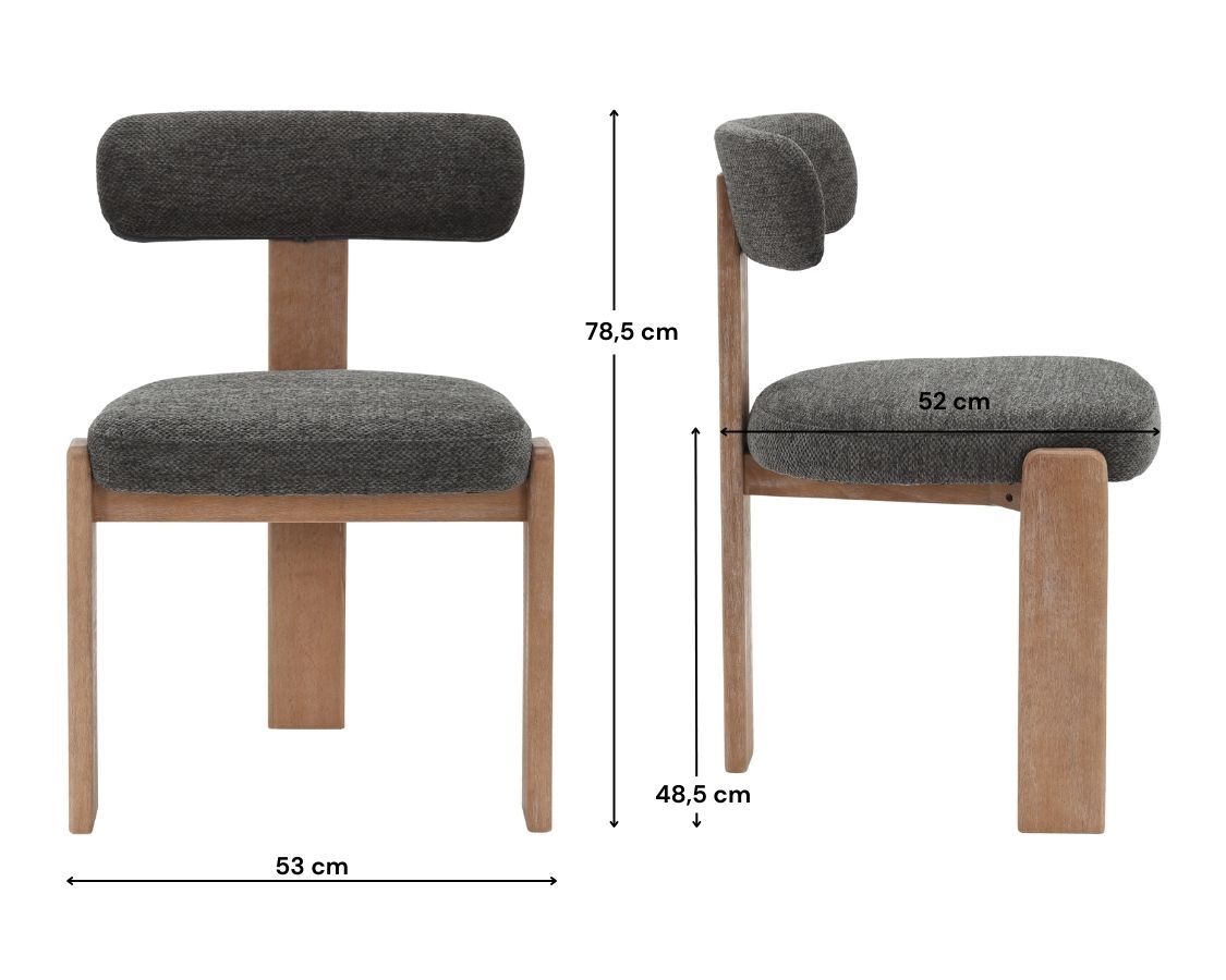 Chaise salle à manger en tissu gris pied en bois blanchi.jpg