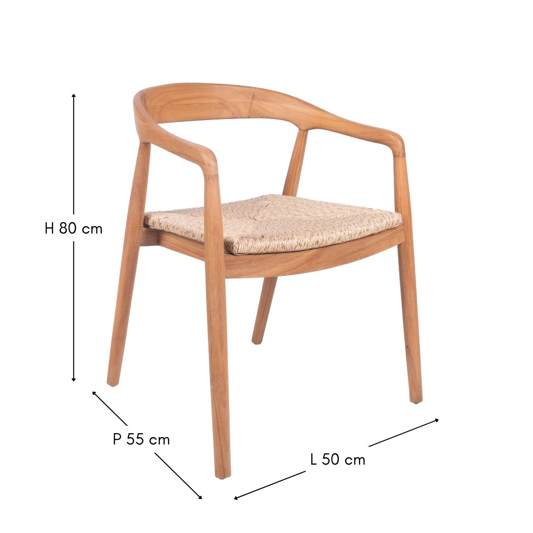 Charlène chaise en teck et corde synthétique Viro