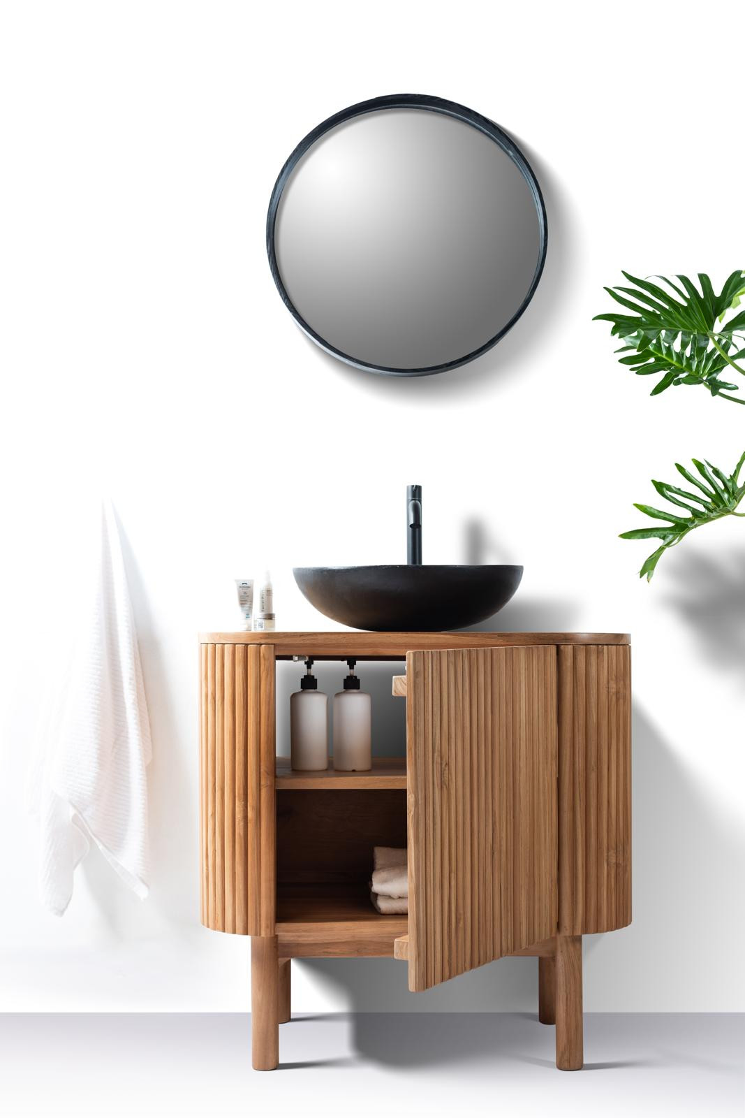 Meuble de salle de bain en teck, meuble sous vasque