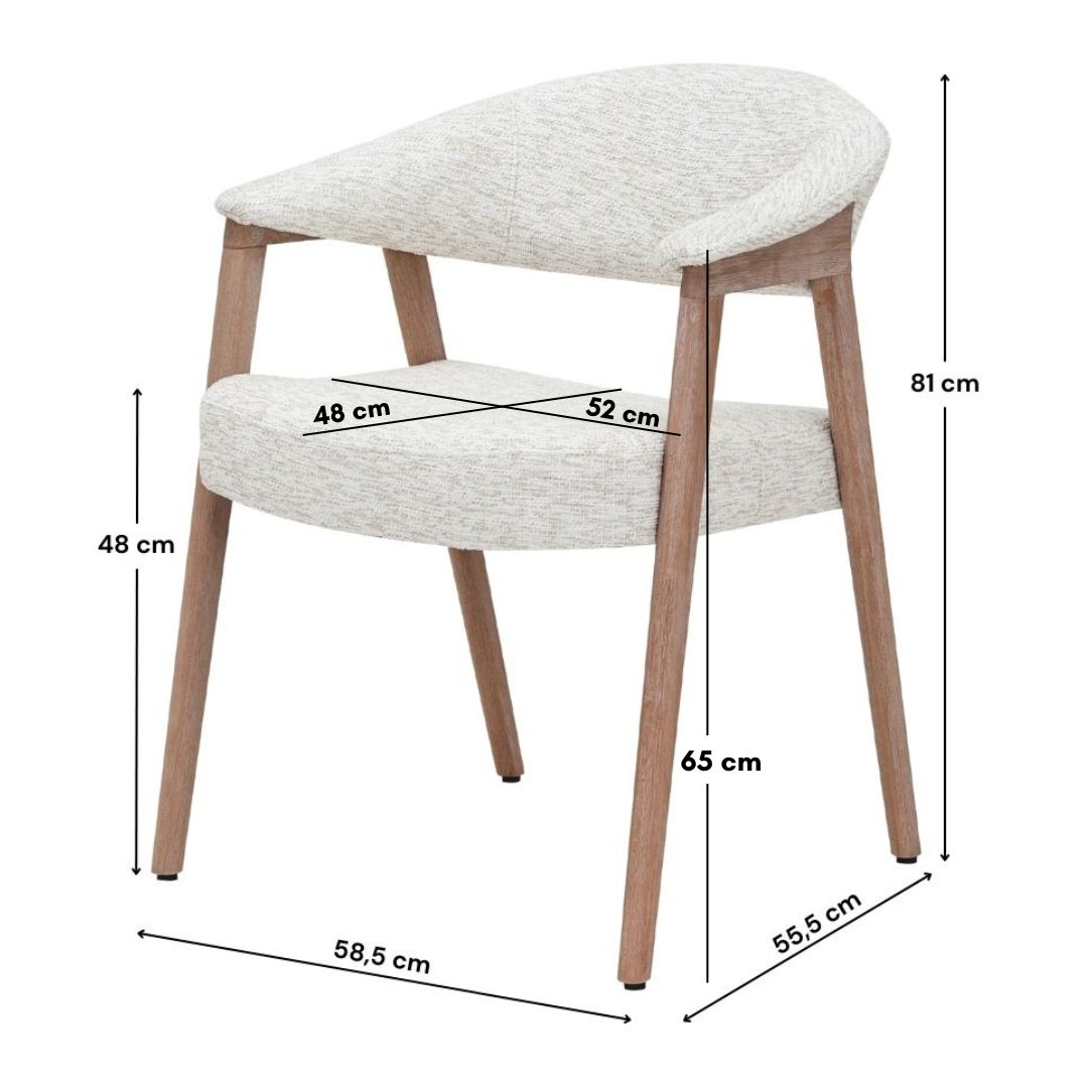 Chaise salle à manger en tissu gris pied en bois blanchi.jpg