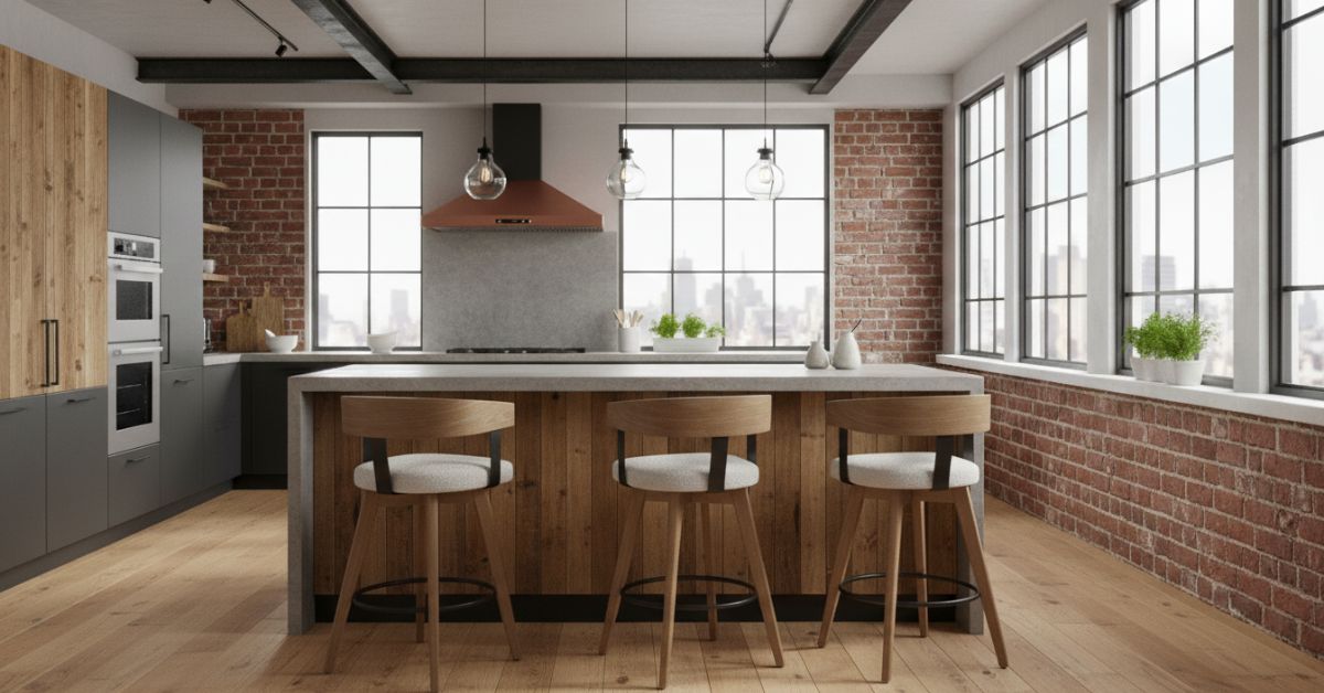 Micha - Chaise de bar en tissu bouclette