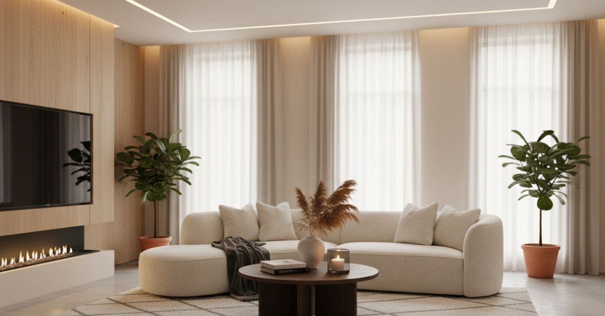 Hestia Canapé arrondi en tissu bouclette