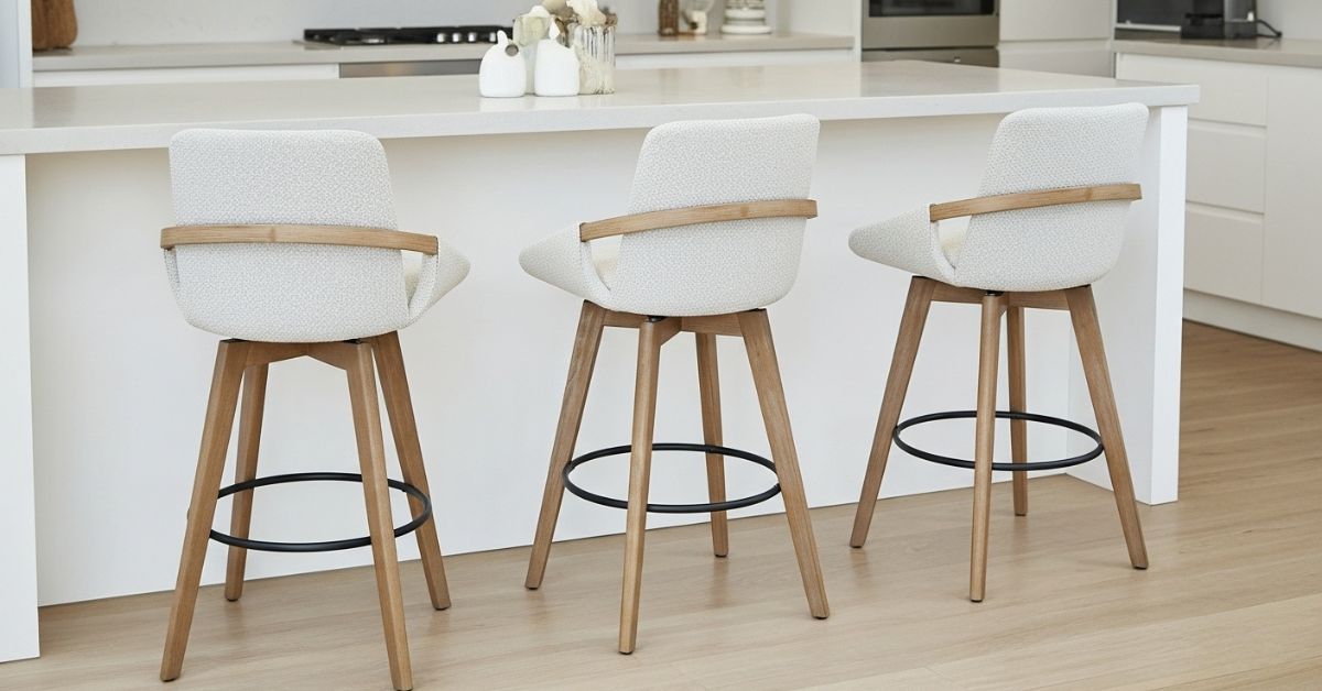 Saly chaise de bar en tissu bouclette