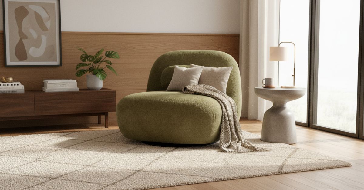 Orba - fauteuil pivotant en tissu bouclette