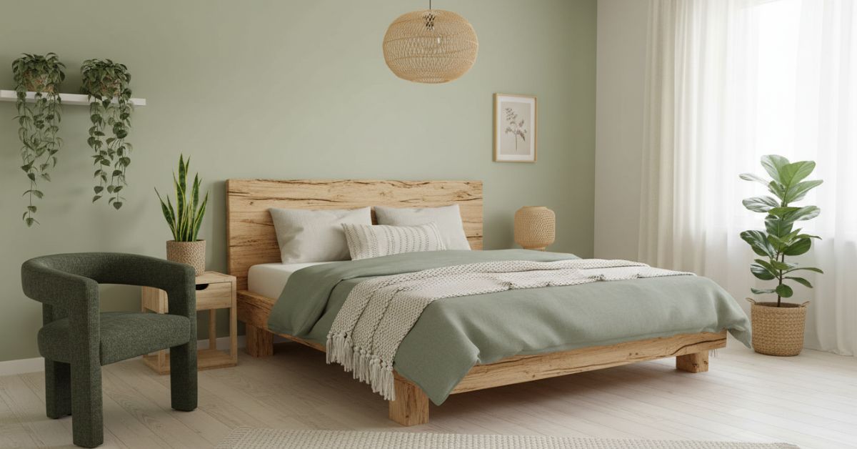 chambre verte avec fauteuil vert Lagon