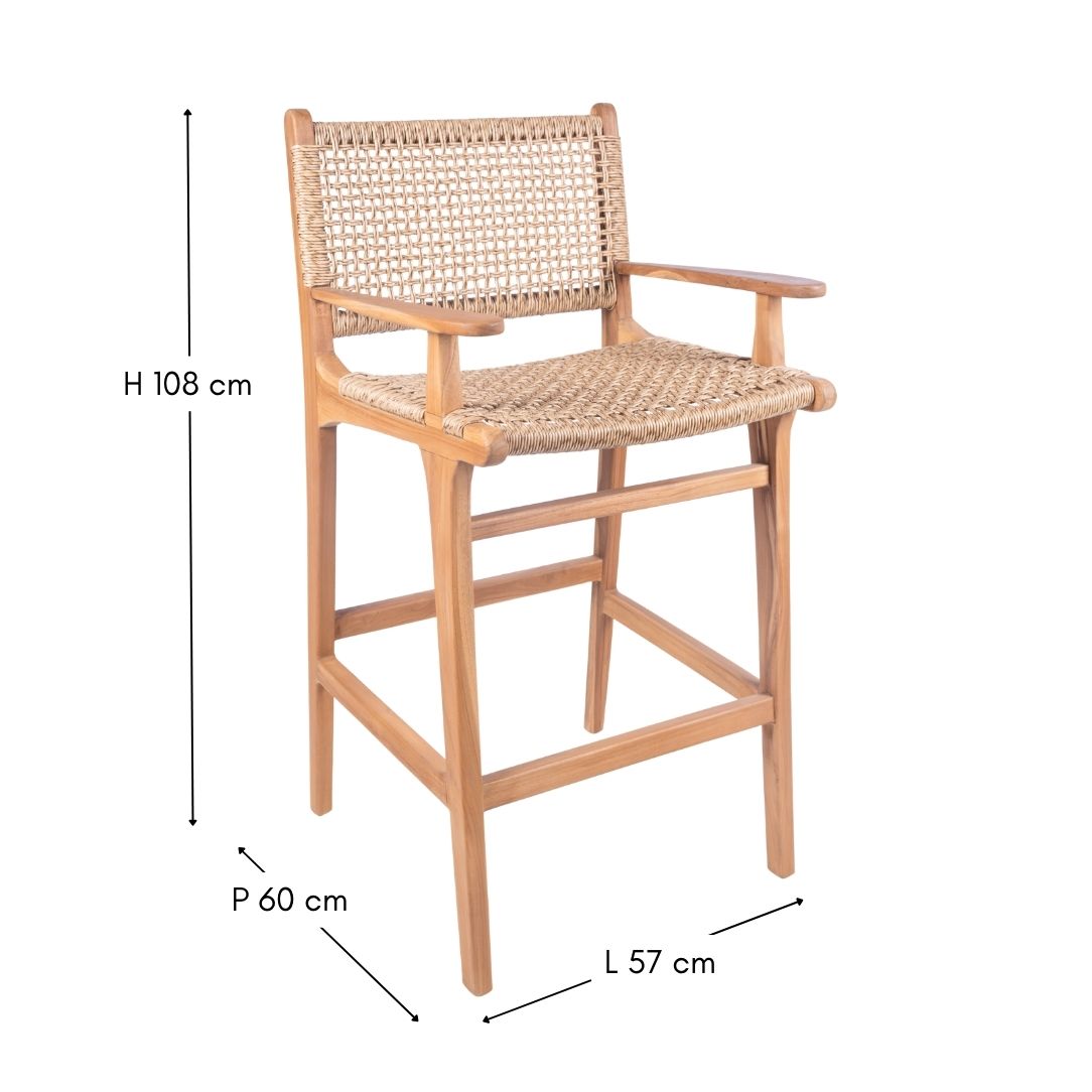 Nolan Arm chaise de bar avec accoudoirs