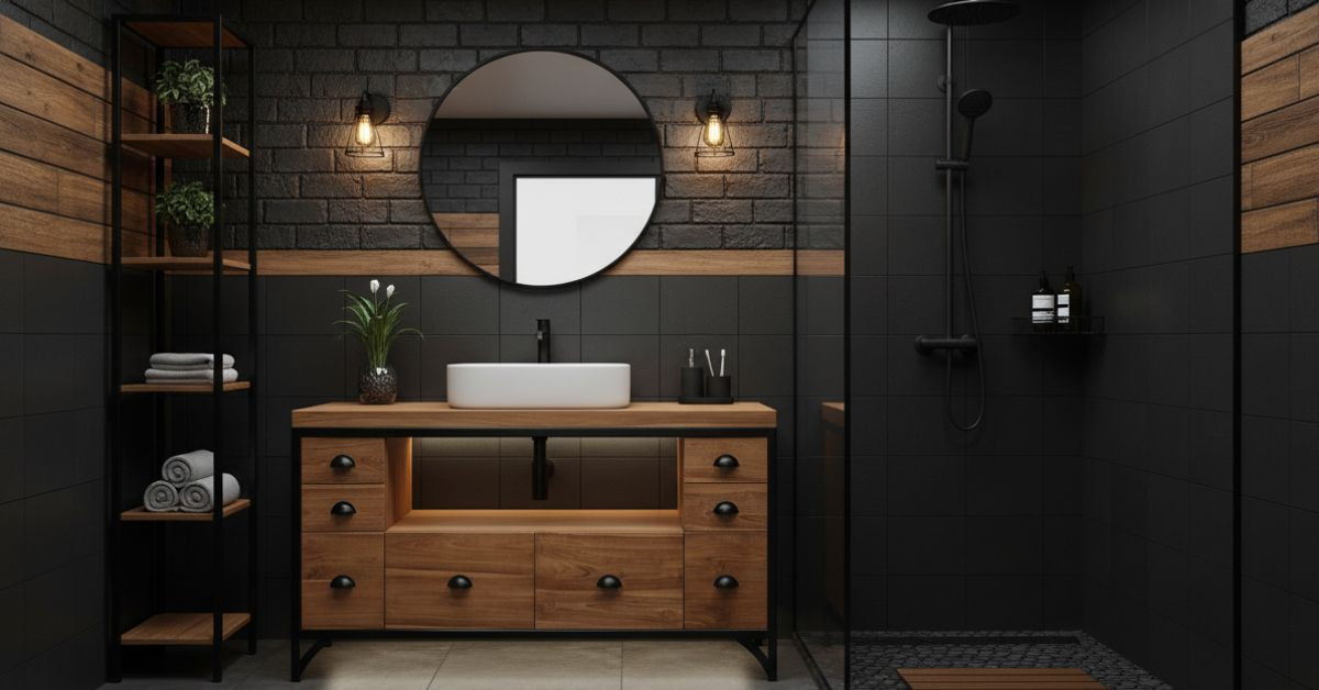 Salle de bain industrielle : comment marier le bois massif et le métal ?